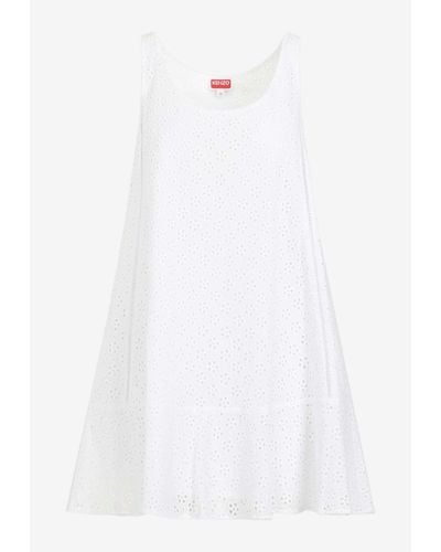 KENZO Broderie Anglaise Mini Dress - White