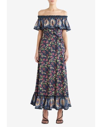 Etro Berry Print Off-Shoulder Maxi Dress - Multicolor