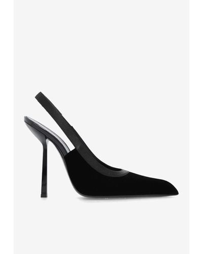 Saint Laurent Victoire 115 Velvet Slingback Court Shoes - Black