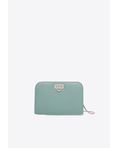 Ferragamo Mini Diana Leather Clutch Bag - Green