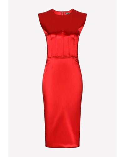 Dolce & Gabbana Sleeveless Knee-Length Dress - Red