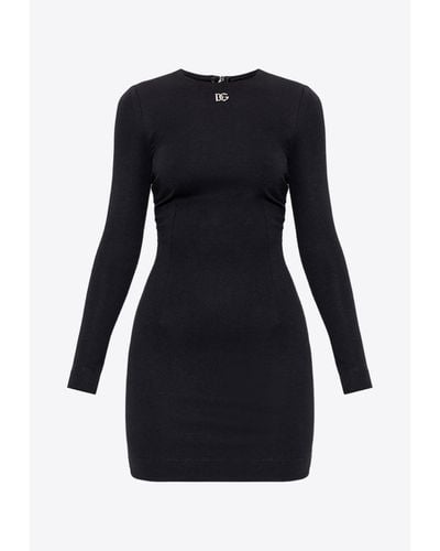 Dolce & Gabbana Dg Logo Long-Sleeved Mini Dress - Black