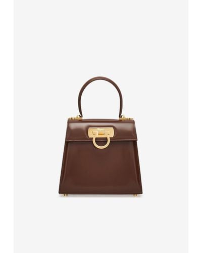 Ferragamo Small Iconic Top Handle Bag - Brown