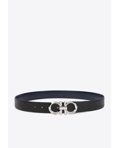 Ferragamo Gancini Reversible Leather Belt - White