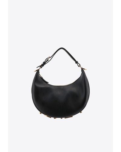 Fendi Small Graphy Leather Hobo Bag - Black