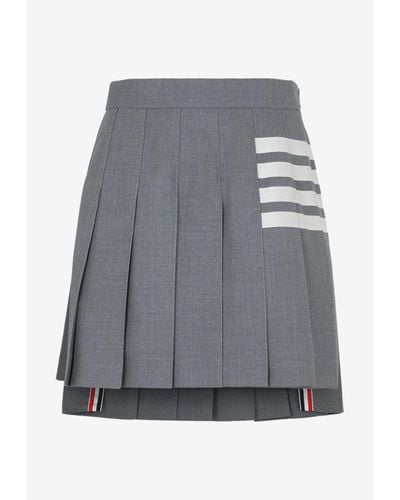 Thom Browne 4-Bar Pleated Mini Skirt - Gray