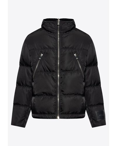 Versace Zip-Up Quilted Down Jacket - Black