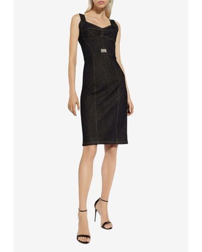 Dolce & Gabbana Corset-Style Mini Denim Dress - Black