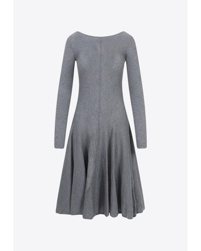 Khaite Dany Wool Flared Dress - Gray