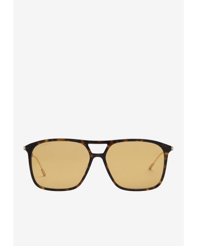 Gucci Havana Print Square Sunglasses - Natural