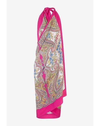 Etro Paisley-Printed Halter Neck Dress - Pink