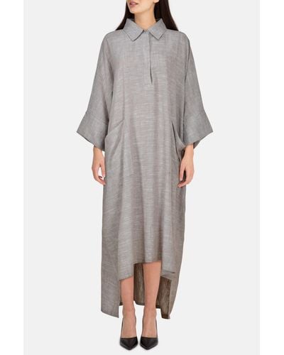 Rue15 Shirt Kaftan With High-Low Hem - Grey