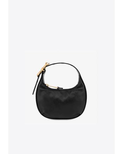 Moschino Calf Leather Hobo Bag With Morphed Buckle - Black