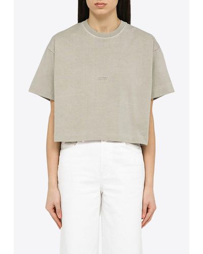 Autry Logo Short-Sleeves Cropped T-Shirt - Natural