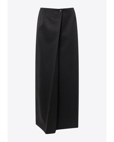 Givenchy Wrap-Style Wool-Blend Maxi Skirt - Black