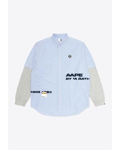 Aape Moonface Panelled Layered Shirt - Blue