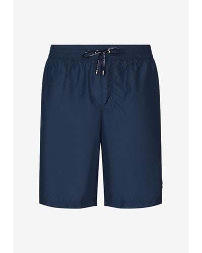 Dolce & Gabbana Logo Tag Swim Shorts - Blue