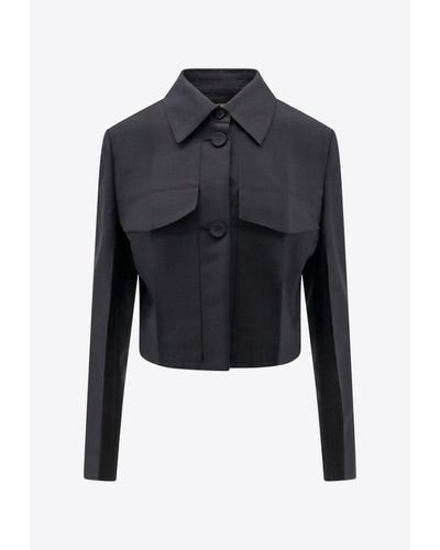 Fendi Deconstructed Tailored Cropped Blazer - Blue