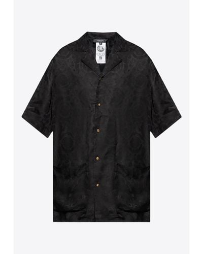 Versace Barocco Jacquard Pyjama Shirt - Black