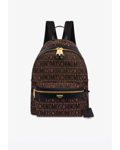 Moschino All-over Jacquard Logo Backpack - Brown