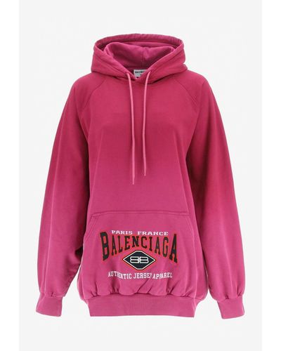 Balenciaga Logo Embroidery Oversized Hoodie - Pink