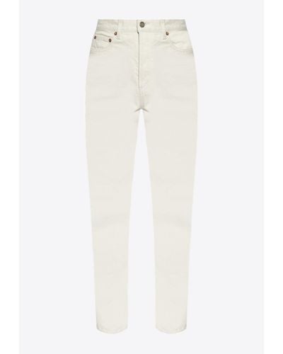 Saint Laurent High-Waist Denim Jeans - White