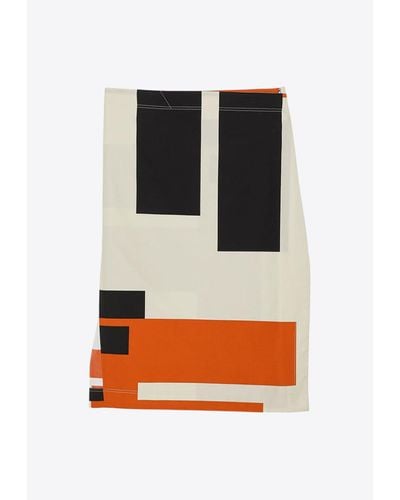 Fendi Puzzle-Patterned Midi Skirt - Orange