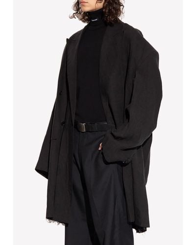 Balenciaga Double-Breasted Oversized Coat - Black