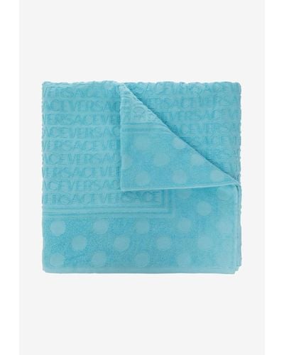 Versace All-Over Polka Dot Bath Towel - Blue