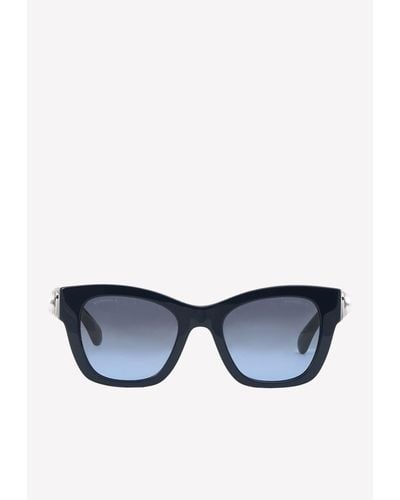Chanel Classic Square Sunglasses With Mix Charms - Blue