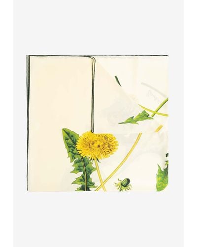 Burberry Dandelion Silk Square Scarf - White