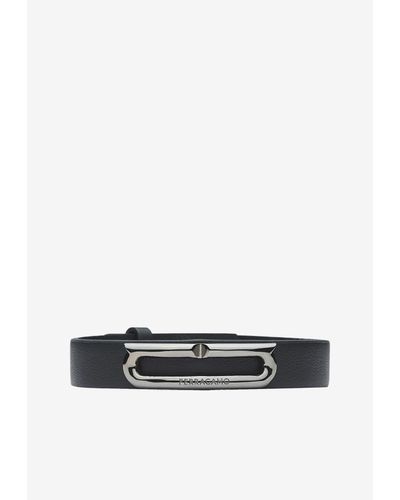 Ferragamo Gancini Leather Bracelet - White