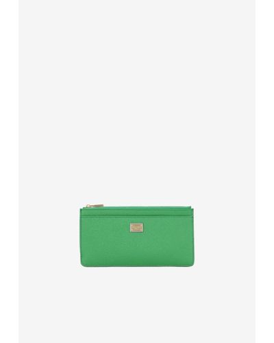 Dolce & Gabbana Large Zipped Leather Cardholder - Green