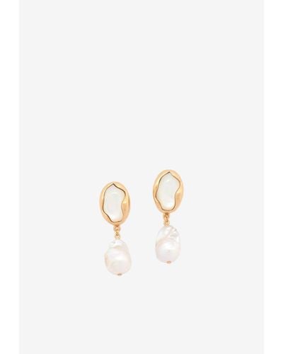 Chloé Chloe Pearl-embellished 18kt -plated Drop Earrings - White