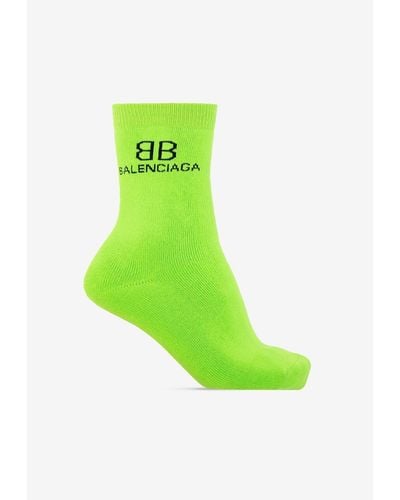 Balenciaga Bb Logo Socks - Green