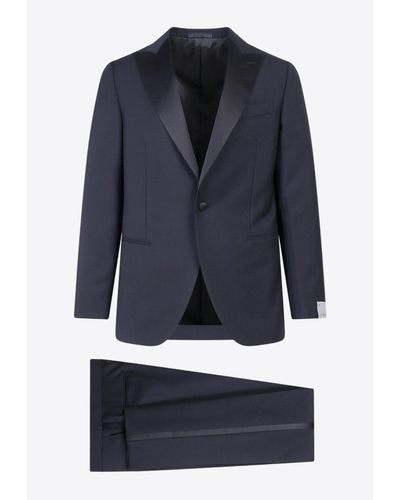 Caruso Single-Breasted Wool-Blend Tuxedo Suit - Blue
