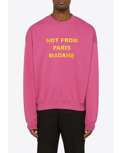 Drole de Monsieur Slogan-print Crewneck Sweatshirt - Pink