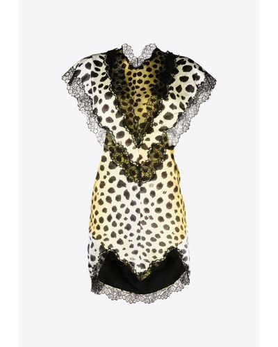 The Attico Jace Cheetah-Print Mini Dress - Black