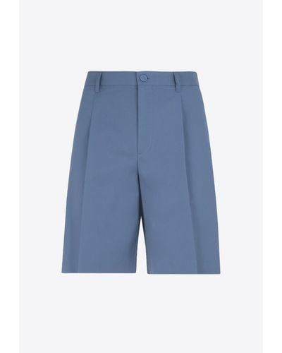 Dior Front-Pleat Chino Shorts - Blue