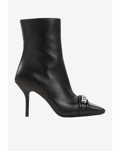 Givenchy 90 G Woven Ankle Boots In Leather - Black