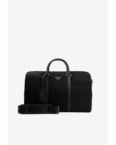 Prada Re-Nylon And Saffiano Leather Duffle Bag - Black