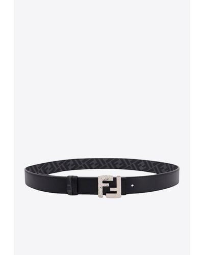 Fendi Ff Logo Reversible Leather Belt - White
