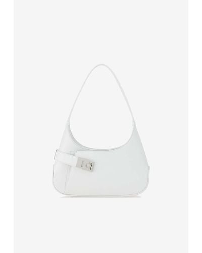 Ferragamo Medium Hug Leather Clutch Bag - White