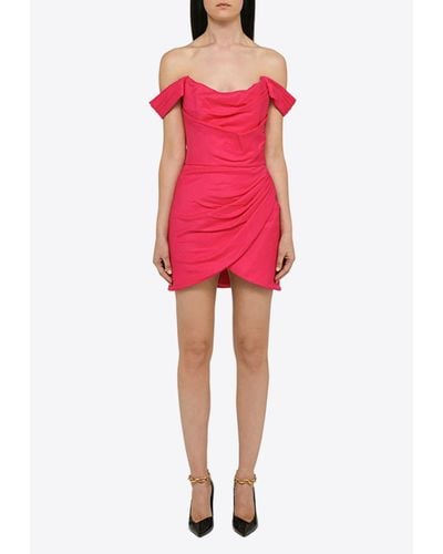 Costarellos Leanna Fuchsia Short Dress - Red