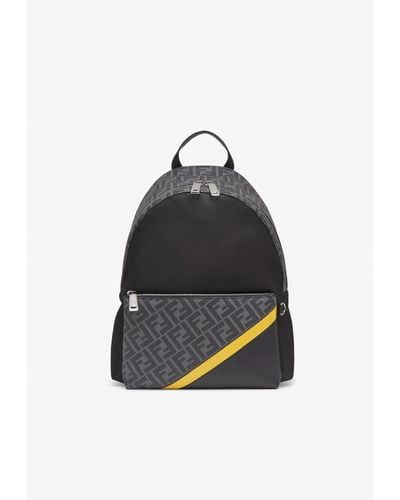 Fendi Large Ff Monogram Panelled Backpack - Black
