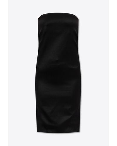 Saint Laurent Strapless Mini Satin Dress - Black