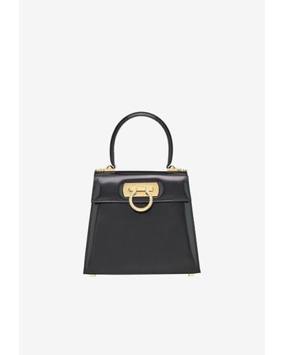 Ferragamo Small Iconic Top Handle Bag - Black