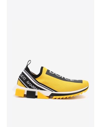 Dolce & Gabbana Sorrento Stretch-mesh Sneakers With Logo Tape - Yellow
