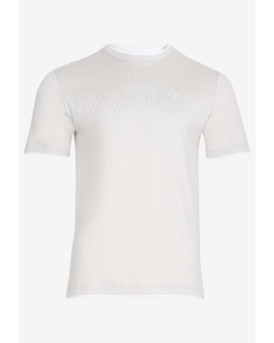 Eleventy Logo Embroidered Double Layer T-Shirt - White