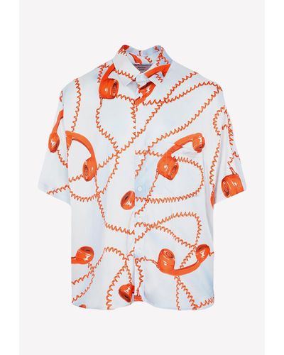 Martine Rose Telephone-print Short-sleeve Shirt - Orange